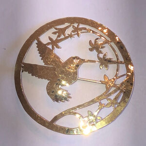 Wild Bryde Vintage Gold Tone Cutout Hummingbird Brooch